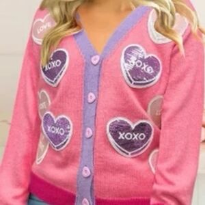 Pink and Purple Heart Cardigan